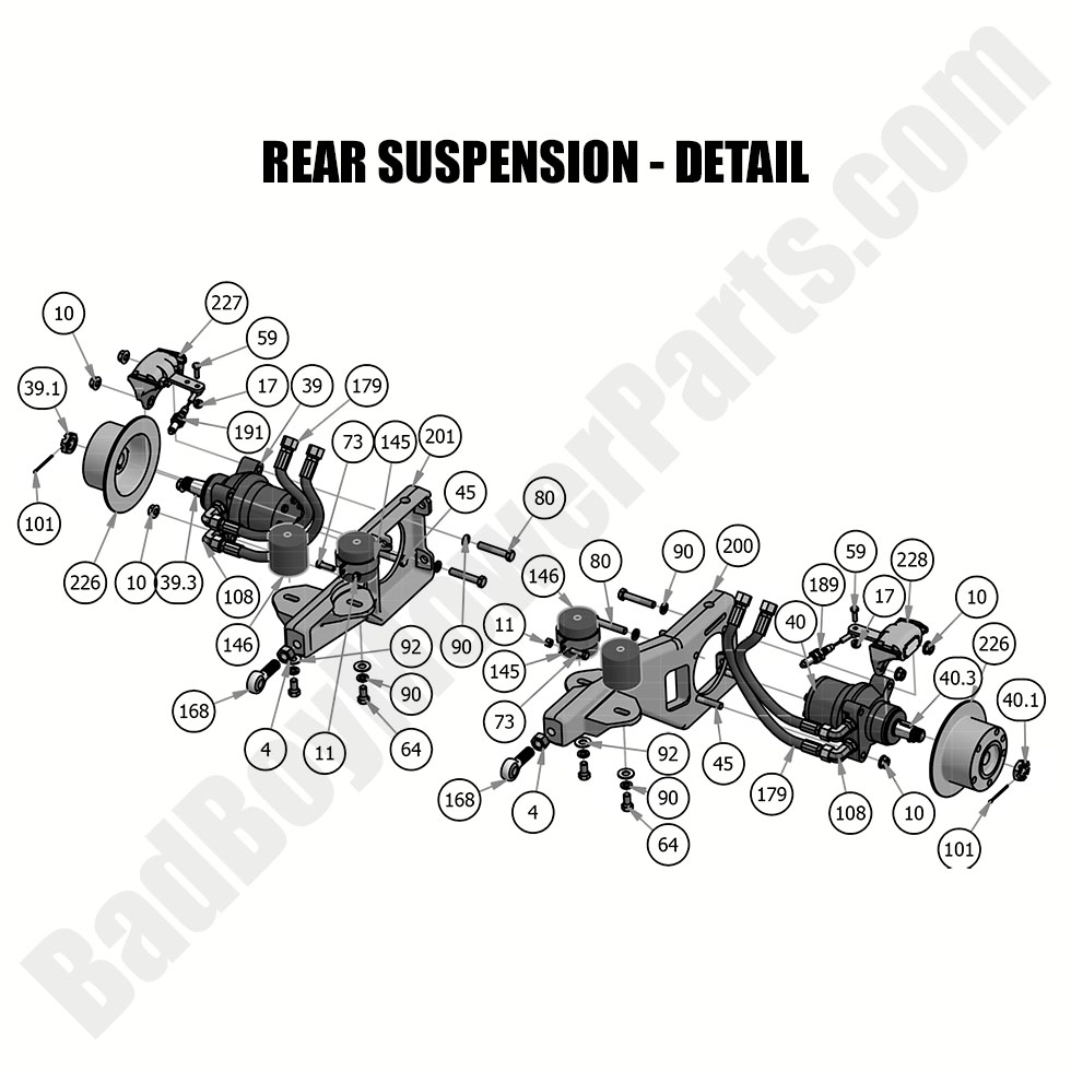 2023 - Bad Boy Mower Parts Lookup > 2019 > Rogue > Rear Suspension - Detail